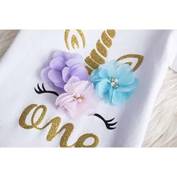 TTYAVO Baby Girl 1st Birthday 3Pcs Outfit Set