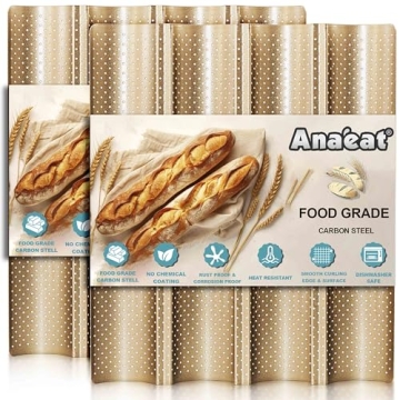 Anaeat 2 Pack Nonstick Perforated French Bread Baking Pan for Perfect Baguettes