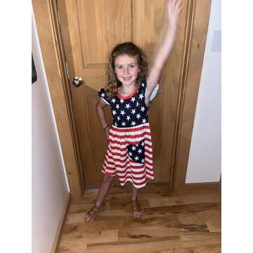 Little Girls American Flag Dress Memorial Day Outfit Toddler USA Independence Day Kids Patriotic Clo...