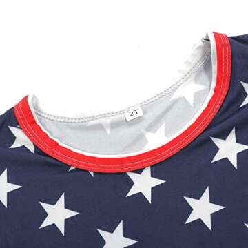 Little Girls American Flag Dress Memorial Day Outfit Toddler USA Independence Day Kids Patriotic Clothes 4th of July Dresses 6-7 Years