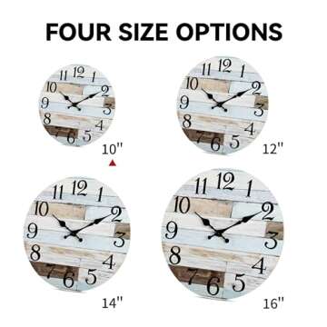 KECYET Wall Clock Battery Operated 10 Inch Silent Non-Ticking Coastal Country Style Decorative for L...