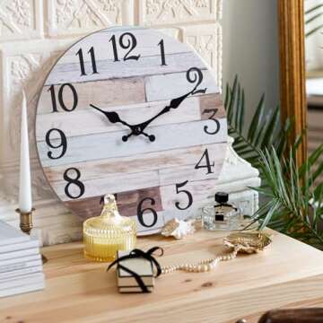 KECYET Wall Clock Battery Operated 10 Inch Silent Non-Ticking Coastal Country Style Decorative for Living Room, Kitchen, Home,Bathroom, Bedroom, Laundry Room