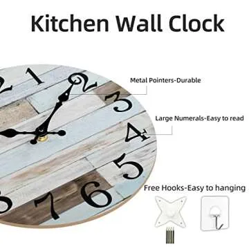 KECYET Wall Clock Battery Operated 10 Inch Silent Non-Ticking Coastal Country Style Decorative for Living Room, Kitchen, Home,Bathroom, Bedroom, Laundry Room