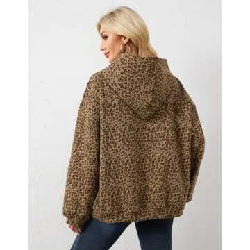 Eutten Womens Leopard Print Hoodie Oversized Cheetah Print Hooded Sweatshirt Y2k Graphic Hoodies Streetwear Hoodie Pullover