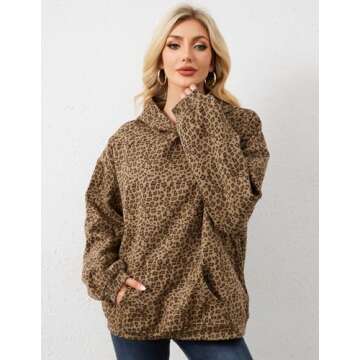 Eutten Womens Leopard Print Hoodie Oversized Cheetah Print Hooded Sweatshirt Y2k Graphic Hoodies Streetwear Hoodie Pullover