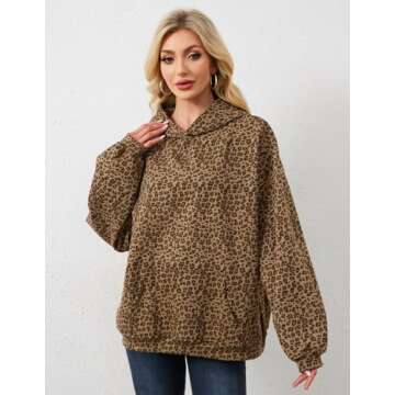 Eutten Womens Leopard Print Hoodie Oversized Cheetah Print Hooded Sweatshirt Y2k Graphic Hoodies Streetwear Hoodie Pullover