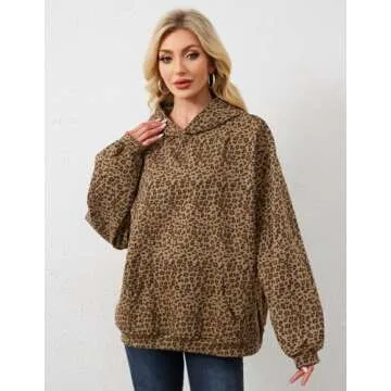 Eutten Womens Leopard Print Hoodie Oversized Cheetah Print Hooded Sweatshirt Y2k Graphic Hoodies Streetwear Hoodie Pullover