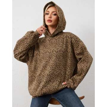 Eutten Womens Leopard Print Hoodie Oversized Cheetah Print Hooded Sweatshirt Y2k Graphic Hoodies Streetwear Hoodie Pullover