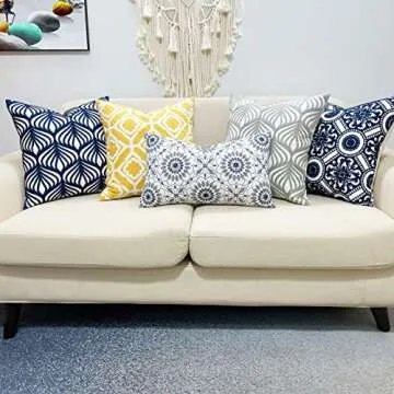 Slow Cow Embroidery Decorative Pillow Cover - 18x18 Navy Blue