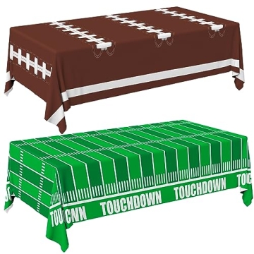 Football Party Decorations Disposable Tablecloth Plastic Touchdown Table Cover for Birthday Party Fo...