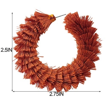 COIRIS Women's Fashion Boho Soft Tassel Wrapped Hoop Earrings(ER1175-Burnt Orange)