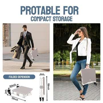 Honshine Collapsible Rolling Crate with Spinning Open Lid, Large Utility Cart with Noiseless Brake Wheels & Telescoping Handle, Trolley for Teacher Grocery File Travel Art Supplies (Milky White)