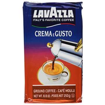 Lavazza Medium Roast Crema e Gusto Ground Coffee, Italian Espresso, 8.8-Ounce Brick