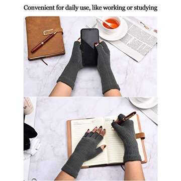 SATINIOR Winter Fingerless Gloves for Women Half Finger Typing Gloves with Long Wrist Cuff Knit Fingerless Mittens for Women(Black, Dark Grey,4 Pairs)