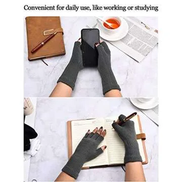 SATINIOR Winter Fingerless Gloves for Women Half Finger Typing Gloves with Long Wrist Cuff Knit Fingerless Mittens for Women(Black, Dark Grey,4 Pairs)