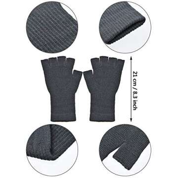 SATINIOR Winter Fingerless Gloves for Women Half Finger Typing Gloves with Long Wrist Cuff Knit Fingerless Mittens for Women(Black, Dark Grey,4 Pairs)