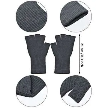 SATINIOR Winter Fingerless Gloves for Women Half Finger Typing Gloves with Long Wrist Cuff Knit Fingerless Mittens for Women(Black, Dark Grey,4 Pairs)