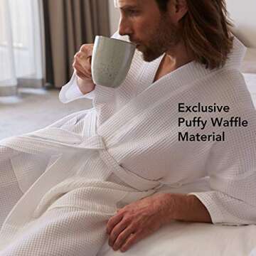 MONARCH Square Waffle Spa Kimono Robe - Soft Light Hotel Bathrobe Cypress (One Size/Large, White) (US, Alpha, One Size, White)