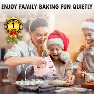 GUALIU Electric Hand Mixer with Stainless Steel Whisk, Dough Hook Attachment and Storage Bag, Handhe...