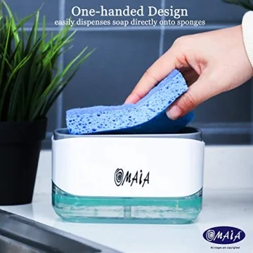 OMAIA 2-in-1 Dish Soap Dispenser with Sponge Holder - Kitchen Essential