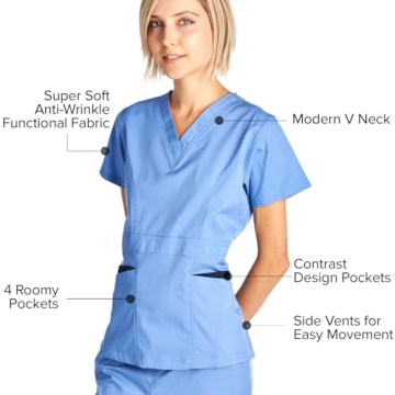 Dagacci Women's Scrubs Set - Stretch Contrast Pocket Design