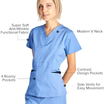 Dagacci Women's Scrubs Set - Stretch Contrast Pocket Design