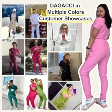 Dagacci Women's Scrubs Set - Stretch Contrast Pocket Design