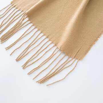 CALVIN & OLIVIA Ultra-Soft Winter Cashmere Feel Scarf Warm Long Unisex Winter Scarves Perfect Holiday Gift for Women Men Amazing Camel