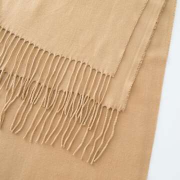 CALVIN & OLIVIA Ultra-Soft Winter Cashmere Feel Scarf Warm Long Unisex Winter Scarves Perfect Holiday Gift for Women Men Amazing Camel