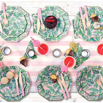 Coterie Tropical Luau Small Paper Plates (Set of 10) - Cute Palm Leaf Plates For Summer Party, Kids ...