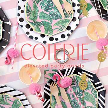 Coterie Tropical Luau Small Paper Plates (Set of 10) - Cute Palm Leaf Plates For Summer Party, Kids Birthday, Luau Party, Birthday Party - Tropical Party Decorations | 7.25” Fancy Paper Plates