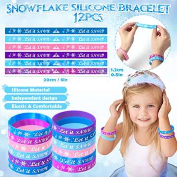 Winrayk Frozen Party Favors Birthday Supplies for Girls Kids, Invisible Ink Pen Snowflake Notebook Silicone Bracelet Stamper Sticker, Goodie Bag Stuffer Pinata Elsa Winter Party Favors Decor Serves 12