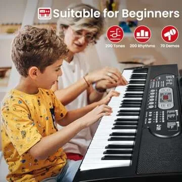 61 Key Keyboard Piano, Electric Piano Keyboard with Lighted Keys, Pitch Bend, Built-in Speakers- Inc...