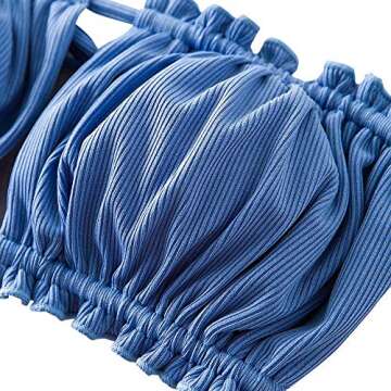 ZAFUL Women's Smocked Bikini Swimsuit Bandeau Frilled Bathing Suit Tie Dye Bikini Set