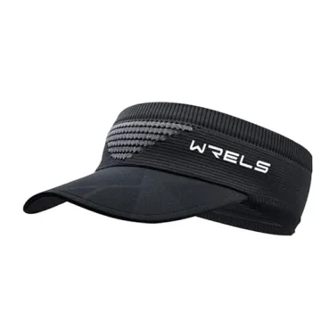 WRELS Visor Sun Hat for Kids Women Men,Adjustable Packable Sports Cap with Sweatband(46-60cm) (#B-Black)