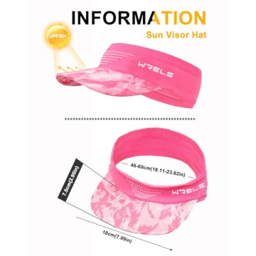 WRELS Visor Sun Hat for Kids Women Men,Adjustable Packable Sports Cap with Sweatband(46-60cm) (#B-Black)