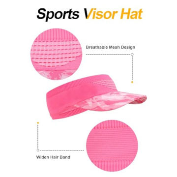 WRELS Visor Sun Hat for Kids Women Men,Adjustable Packable Sports Cap with Sweatband(46-60cm) (#B-Black)