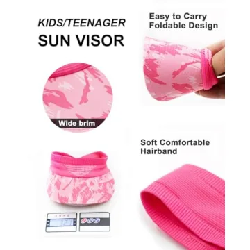 WRELS Visor Sun Hat for Kids Women Men,Adjustable Packable Sports Cap with Sweatband(46-60cm) (#B-Black)