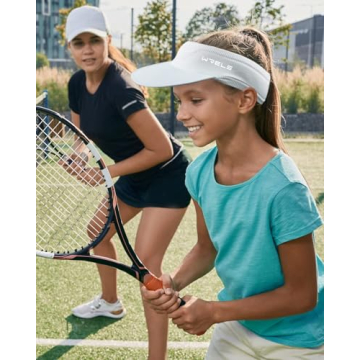 WRELS Visor Sun Hat for Kids Women Men,Adjustable Packable Sports Cap with Sweatband(46-60cm) (#B-Black)