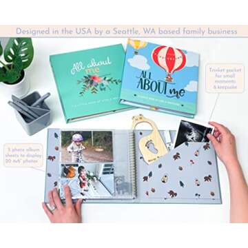 RubyRoo Baby Memory Book - Milestone Keepsake Baby Photo Album - First 5 Years Scrapbook Journal for Baby Boy or Girl - Pregnancy Gift for Baby Shower, Newborn Gender Neutral Record Book - Woodland