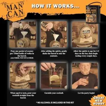 Man Can Ultimate DIY Spiced Rum Making Kit - Make Your Own Rich, Smooth Rum Infusion - Complete With Charred 1 Liter Oak Aging Barrel & Spiced Rum Essence Flavoring (1L) - Great Gifts For Men