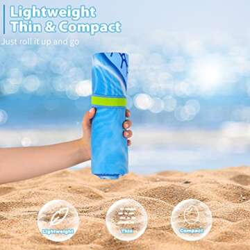 2 Pack Microfiber Oversized Lightweight Beach Towel 71"x32" XL Extra Large Thin Sand Free Towels Tra...