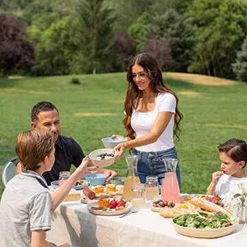 Grow Forward Premium Wheat Straw Plates and Bowls Sets - 8 Unbreakable Microwave Safe Dishes - Wheat Straw Dinnerware Sets - Reusable Plastic Plates and Bowls Alternative for Camping, RV - Oasis