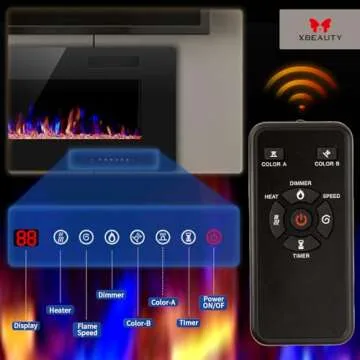 60" Electric Fireplace with Multicolor Flames & Remote Control