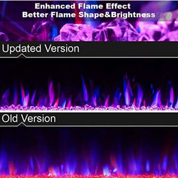 60" Electric Fireplace with Multicolor Flames & Remote Control