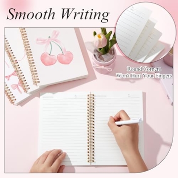 Preppy Bow Notebooks A5 Spiral Journals for Women Pink