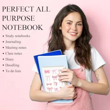 Preppy Bow Notebooks A5 Spiral Journals for Women Pink