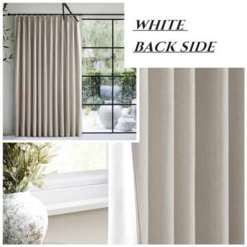 90 Inch Blackout Curtains for Living Room Thermal Noise Reduction Sliding Door Total Two Burg Country Style Linen Window Curtains & Drapes for Track System Back Tab/Pinch Pleat, Ivory Cream Set of 2