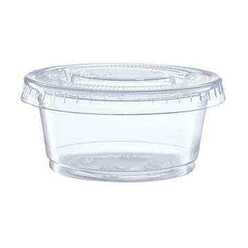 Comfy Package [2 oz. - 100 Count Clear Disposable Plastic Portion Cups with Lids - Soufflé Cups, Je...