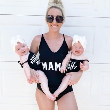 IFFEI Mommy and Me Matching Swimsuits Tummy Control Swimwear